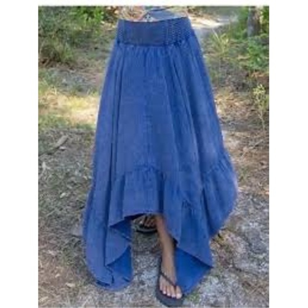 NEW Natural Life Feelin Alive Convertible Cotton Gauze Midi Skirt Large Blue
